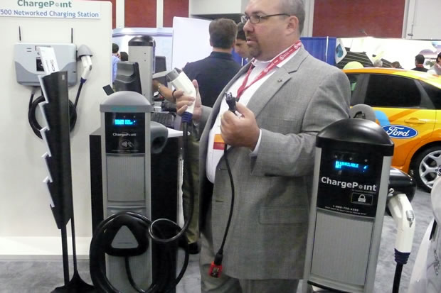 Le stand de Coulomb Technologies.
