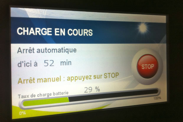 Ecran de la borne de rechage
