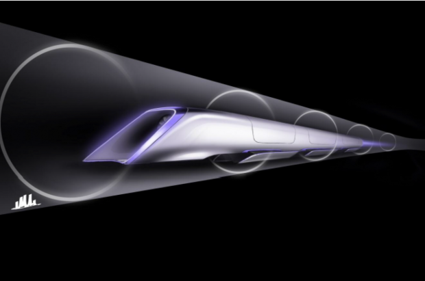 Une capsule Hyperloop dans le tube Une capsule Hyperloop dans le tube