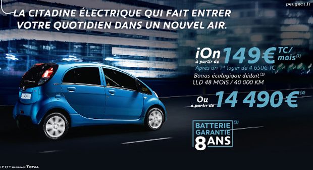 La Peugeot iOn à 14490 euros TTC