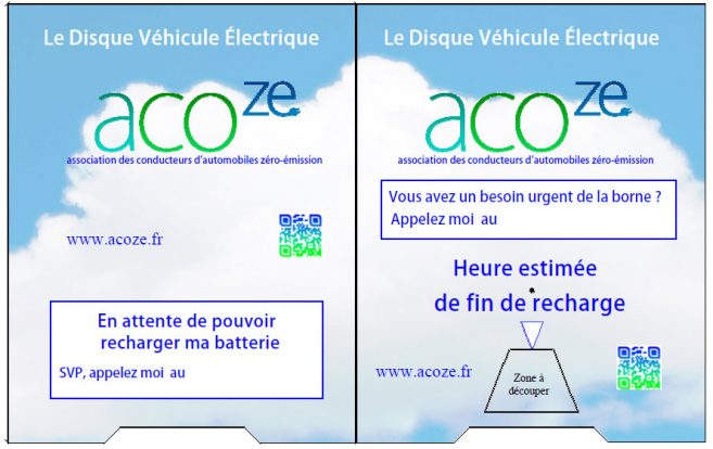 Voici le disque de stationnement véhicule électrique imaginé par l'ACOze