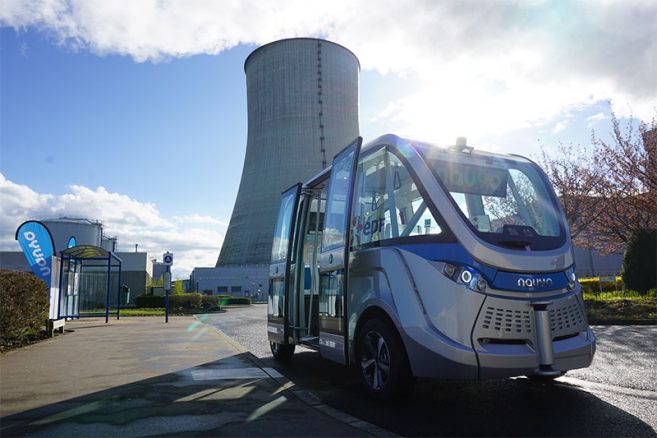 Navette électrique autonome Navya sur le site de la Centrale de Civaux