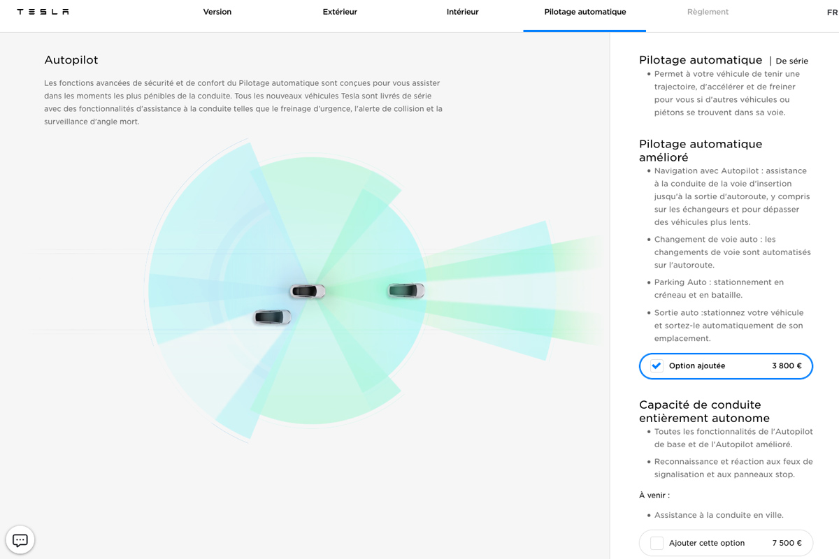 2 options pour l'Autopilot Tesla