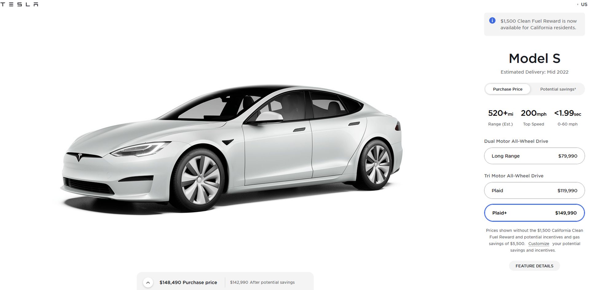Capture Site Tesla Model S 2021