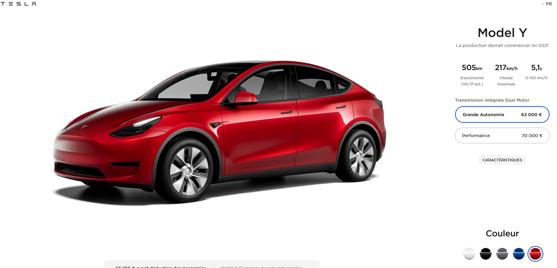 Capture site Tesla Model Y France